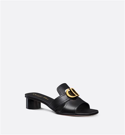 30 Montaigne Heeled Slide Black Calfskin 